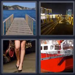 4 fotos 1 palabra 8 letras puerto piernas de mujer barco