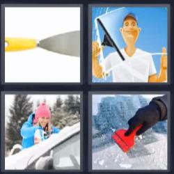 4 fotos 1 palabra herramienta nieve limpiando cristal